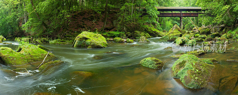 森林河上的有顶桥，Irreler Wasserf?lle，德国